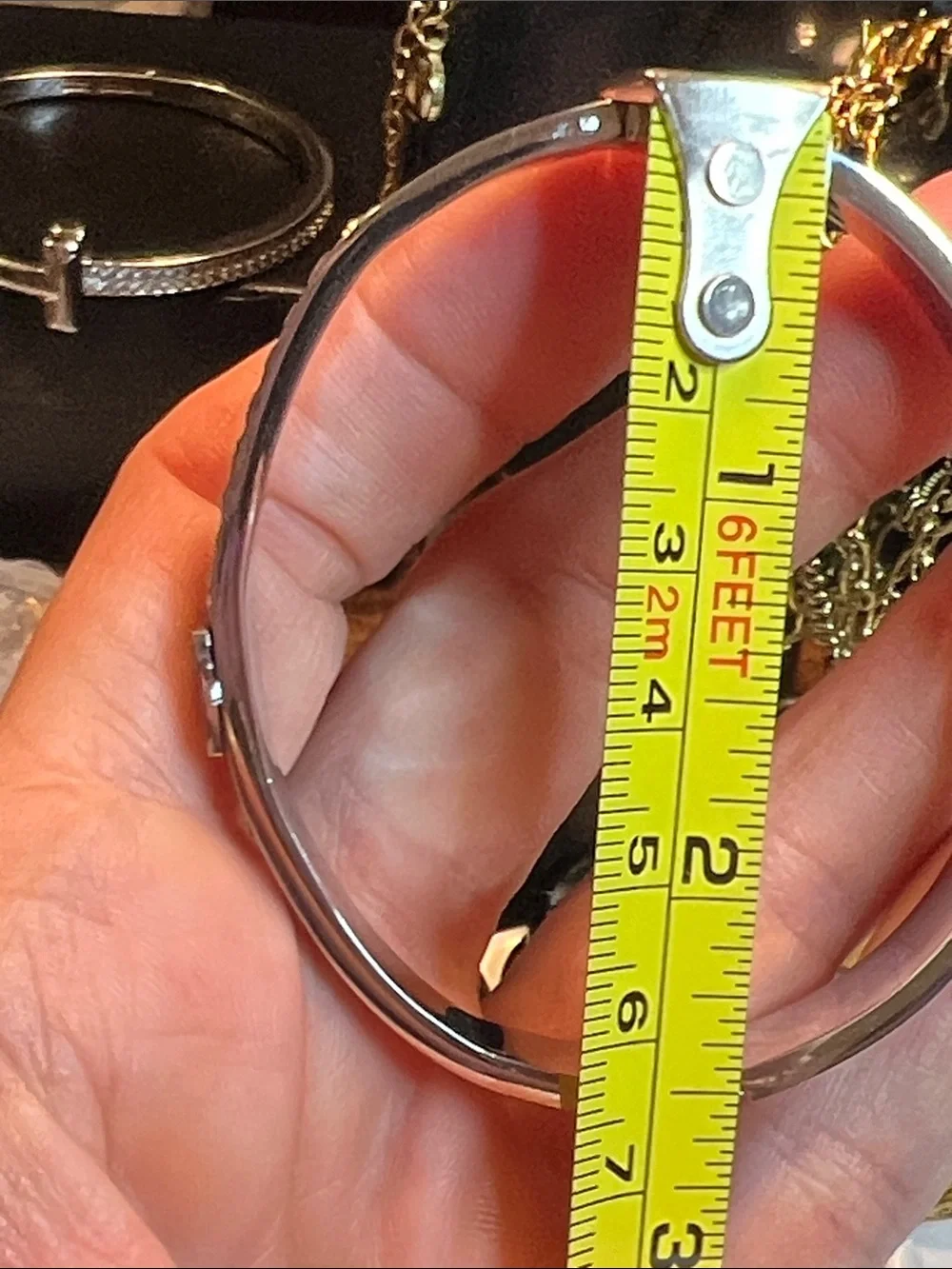 Silver Iridescent Crystal Bangle with CC Logo